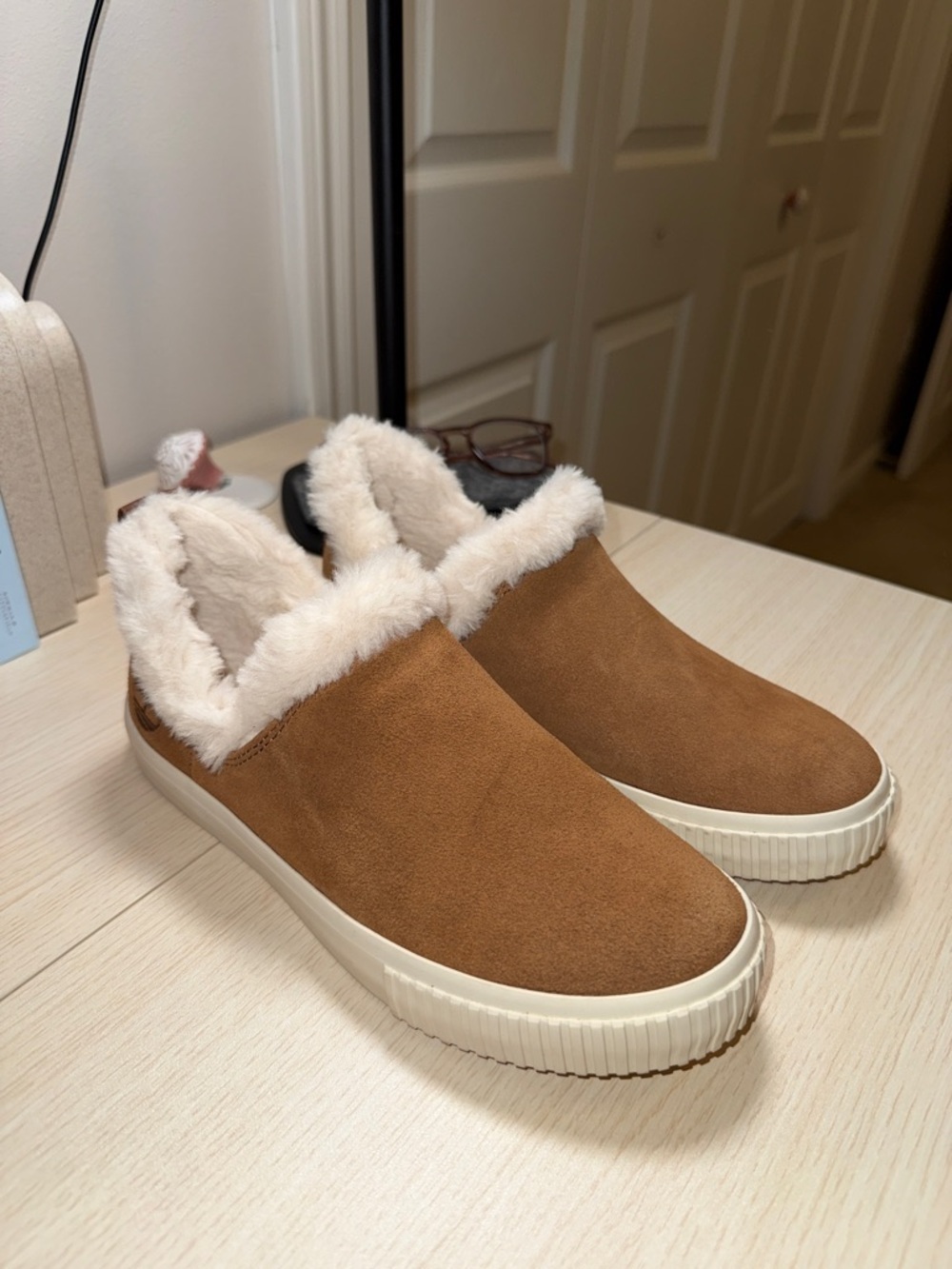 Timberland Women's Faux-Suede Slip-On Sneakers with Shearling Lining - Brown